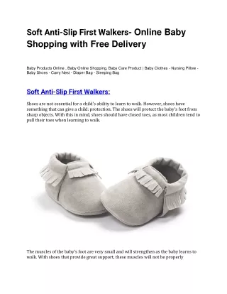 Soft Anti-Slip First Walkers- Online Baby Shopping with Free Delivery
