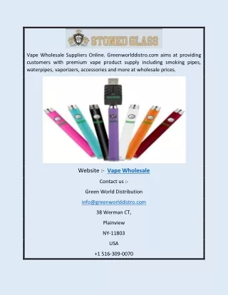 Vape Wholesale Suppliers Online | Greenworlddistro.com