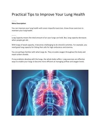 Practical Tips to Improve Your Lung Health