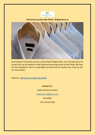 full service laundry abu dhabi brightnshine ae
