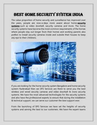 Best Home Security System India