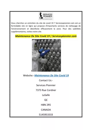 Maintenance De Site Covid 19  Servicespionnier.com