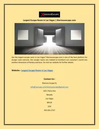 Largest Escape Room in Las Vegas | Xteriousescape.com