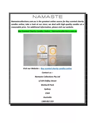 Buy Scented Charity Candles Online  Namastecollections.com.au