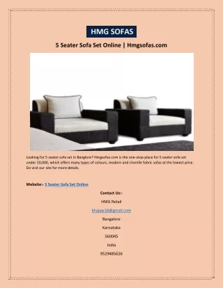 5 Seater Sofa Set Online | Hmgsofas.com