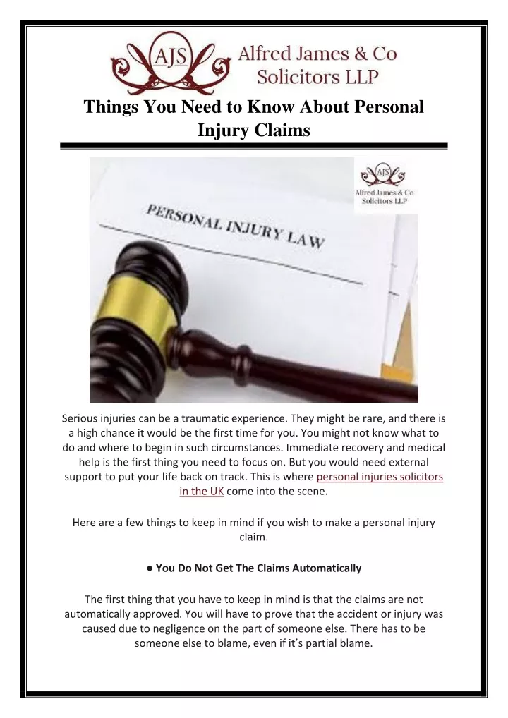 things you need to know about personal injury