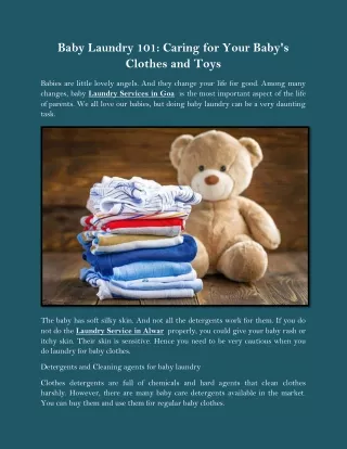 Baby Laundry 101 Caring for Your Baby's Clothes and Toys