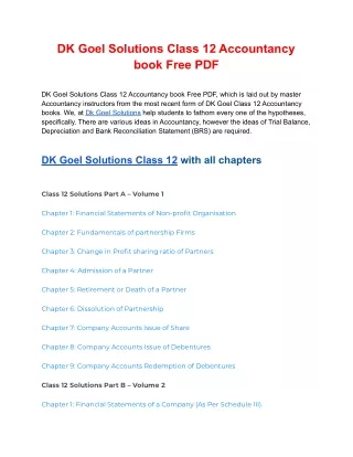 DK Goel Solutions Class 12 Accountancy book Free PDF