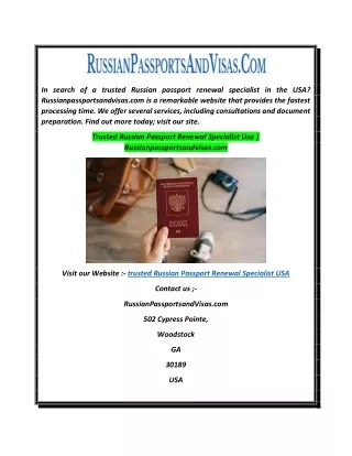 Trusted Russian Passport Renewal Specialist Usa  Russianpassportsandvisas.com
