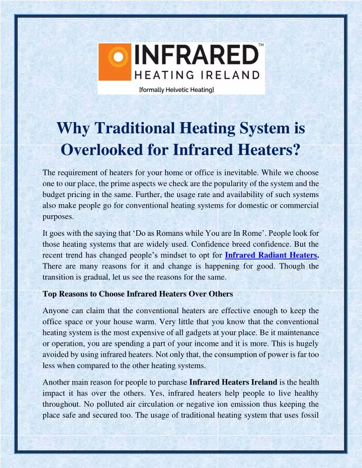 why traditional heating system is overlooked
