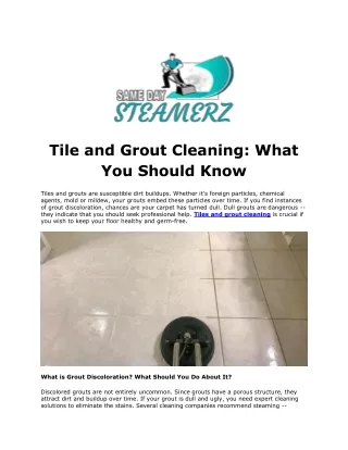 Tile and Grout Cleaning: What You Should Know
