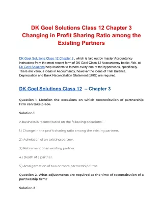 DK Goel Solutions Class 12 Chapter 3 as per latest DK Goel Book