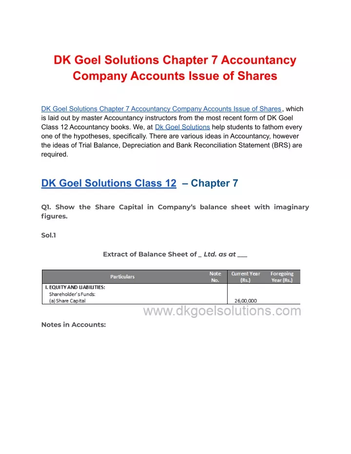 dk goel solutions chapter 7 accountancy company