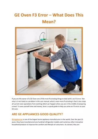 ge oven f3 error what does this mean