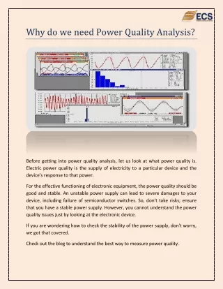 why do we need power quality analysis