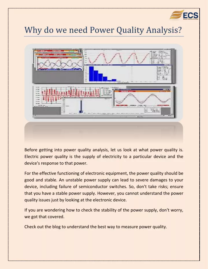 why do we need power quality analysis