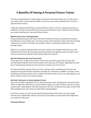 5 Benefits Of Having A Personal Fitness Trainer