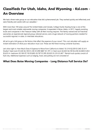 classifieds for utah idaho and wyoming