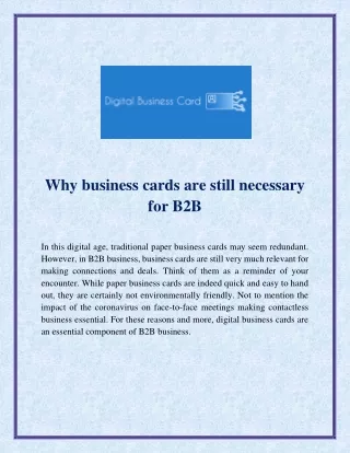 Why business cards are still necessary for B2B-converted