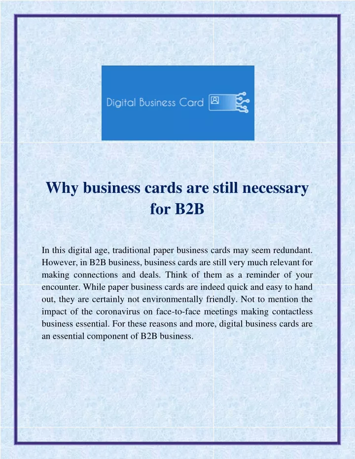 why business cards are still necessary for b2b