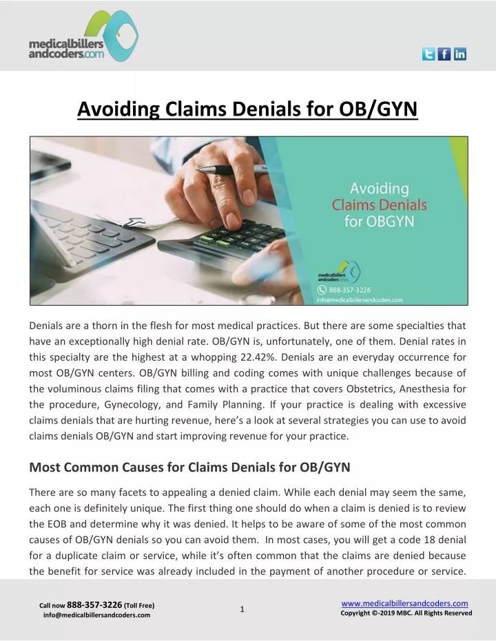 avoiding claims denials for ob gyn