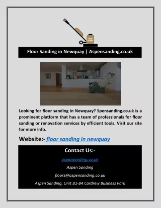 Floor Sanding in Newquay | Aspensanding.co.uk