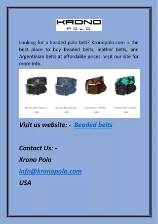 Beaded Belts | Kronopolo.com