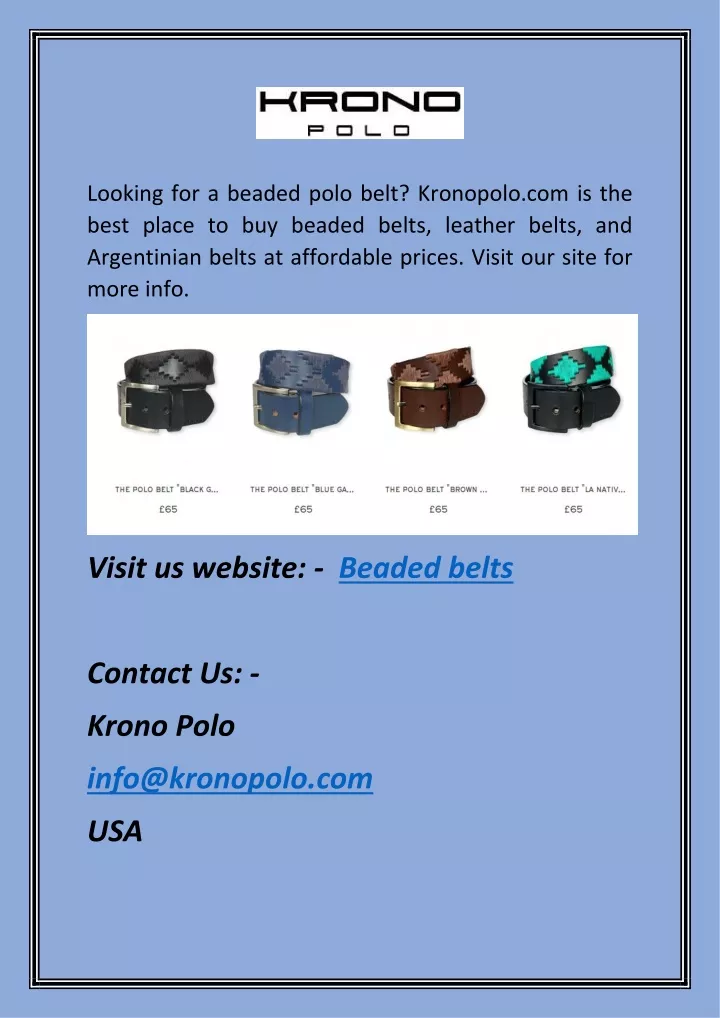 looking for a beaded polo belt kronopolo