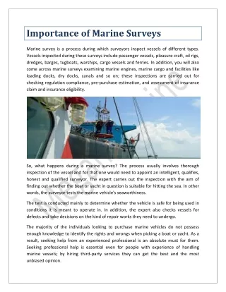 Importance of Marine Surveys