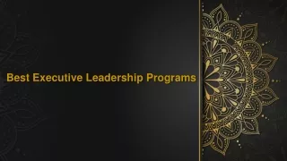 Best Executive Leadership Programs