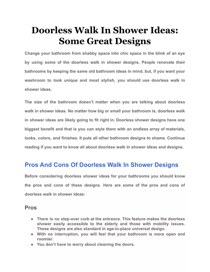 doorless walk in shower ideas some great designs