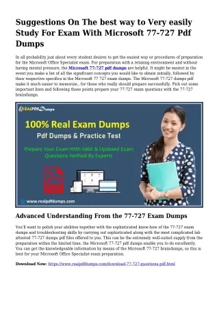 Polish Your Techniques While using the Assistance Of 77-727 Pdf Dumps