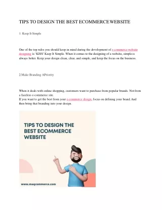tips to design the best ecommerce website