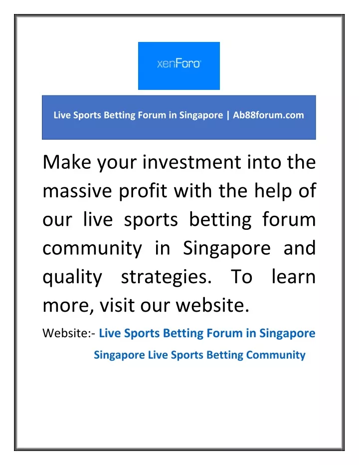 live sports betting forum in singapore ab88forum