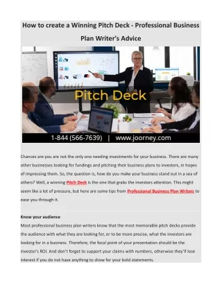 How to create a Winning Pitch Deck - Professional Business Plan Writer's Advice