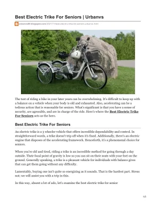 Best Electric Trike For Seniors