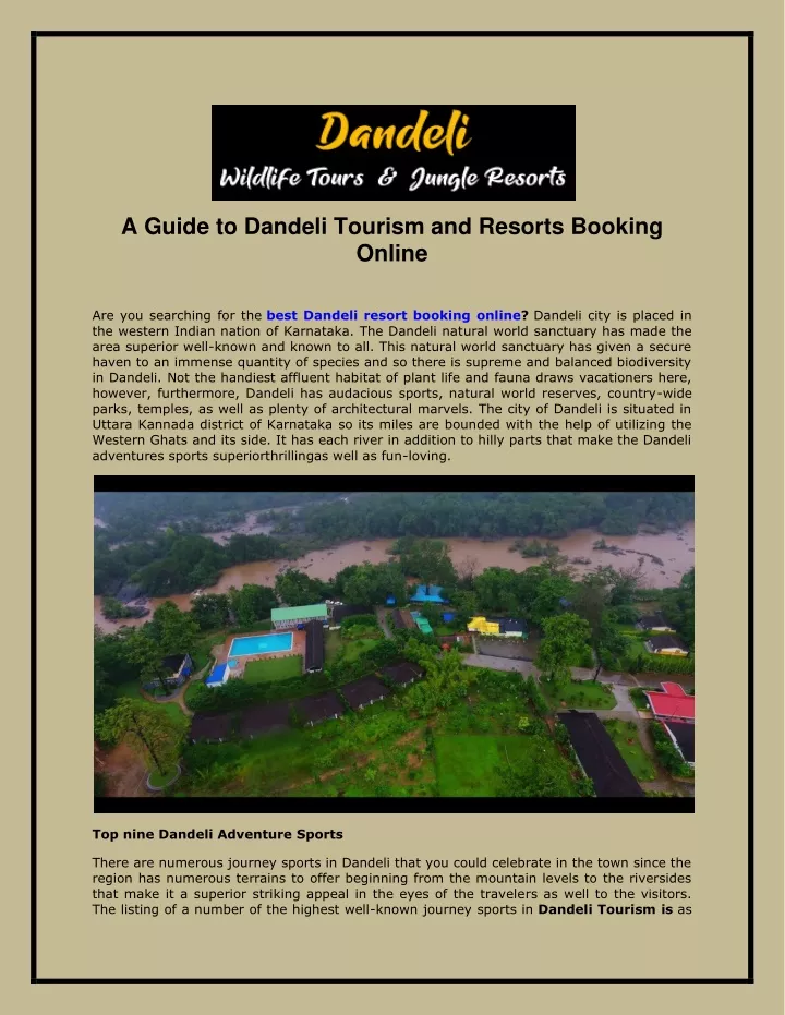 a guide to dandeli tourism and resorts booking