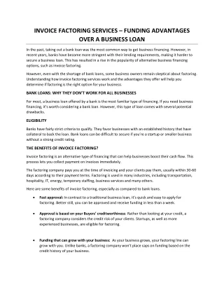 invoice factoring services funding advantages