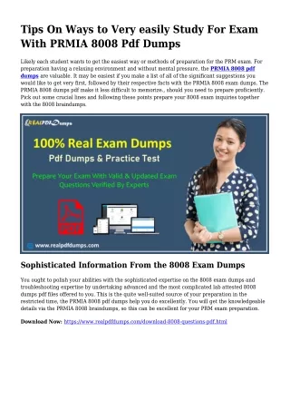 Polish Your Techniques With the Assistance Of 8008 Pdf Dumps