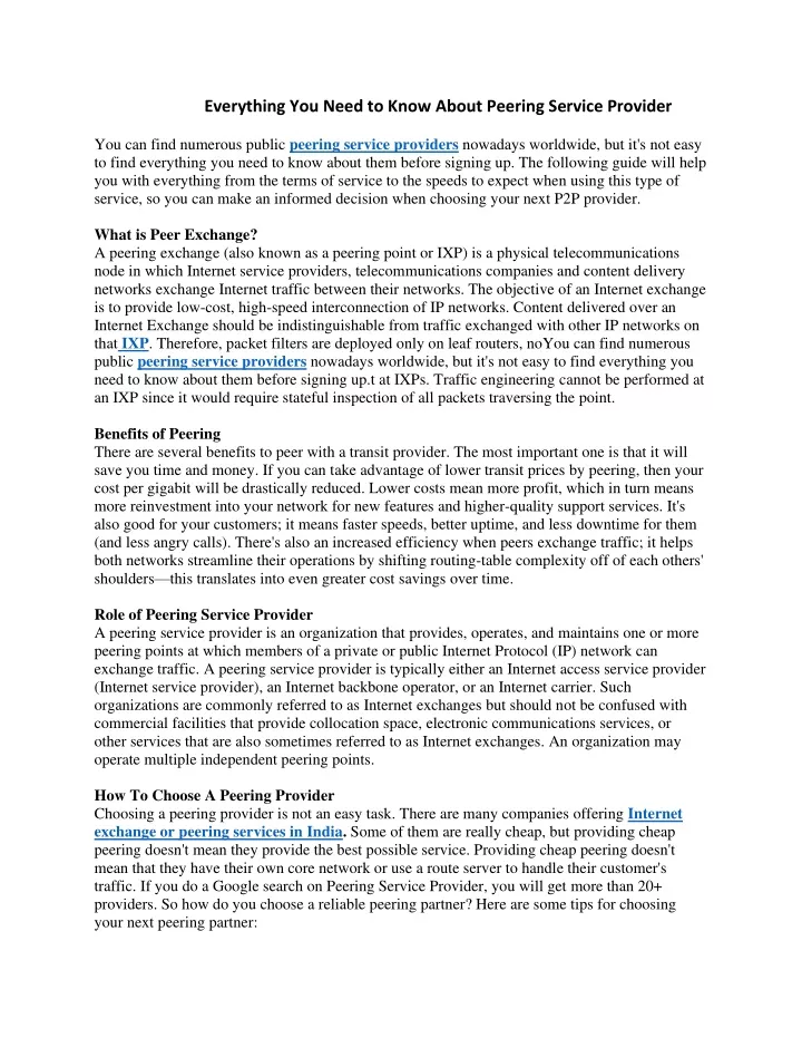 everything you need to know about peering service