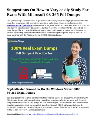 98-365 PDF Dumps To Take care of Preparation Challenges
