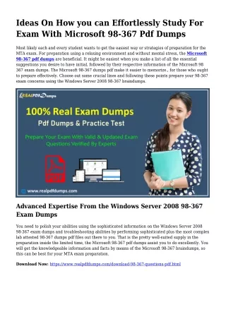 Polish Your Expertise With the Aid Of 98-367 Pdf Dumps
