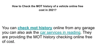 How to Check the MOT history of a vehicle online free cost in 2021_