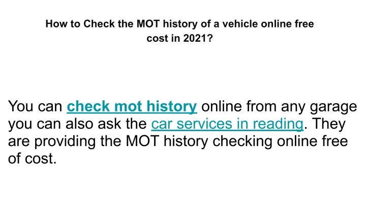 how to check the mot history of a vehicle online