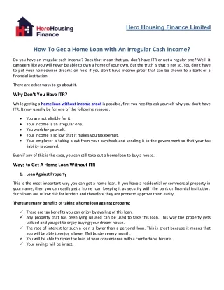 How To Get A Home Loan With An Irregular Cash Income