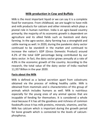 milk production in cow and buffalo