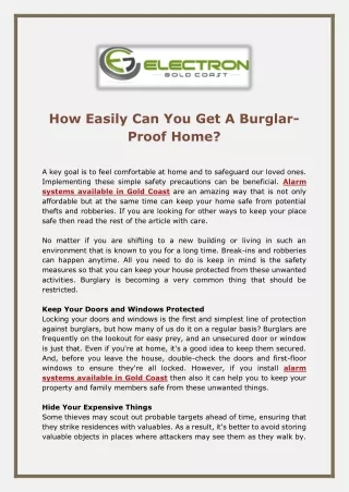how easily can you get a burglar proof home