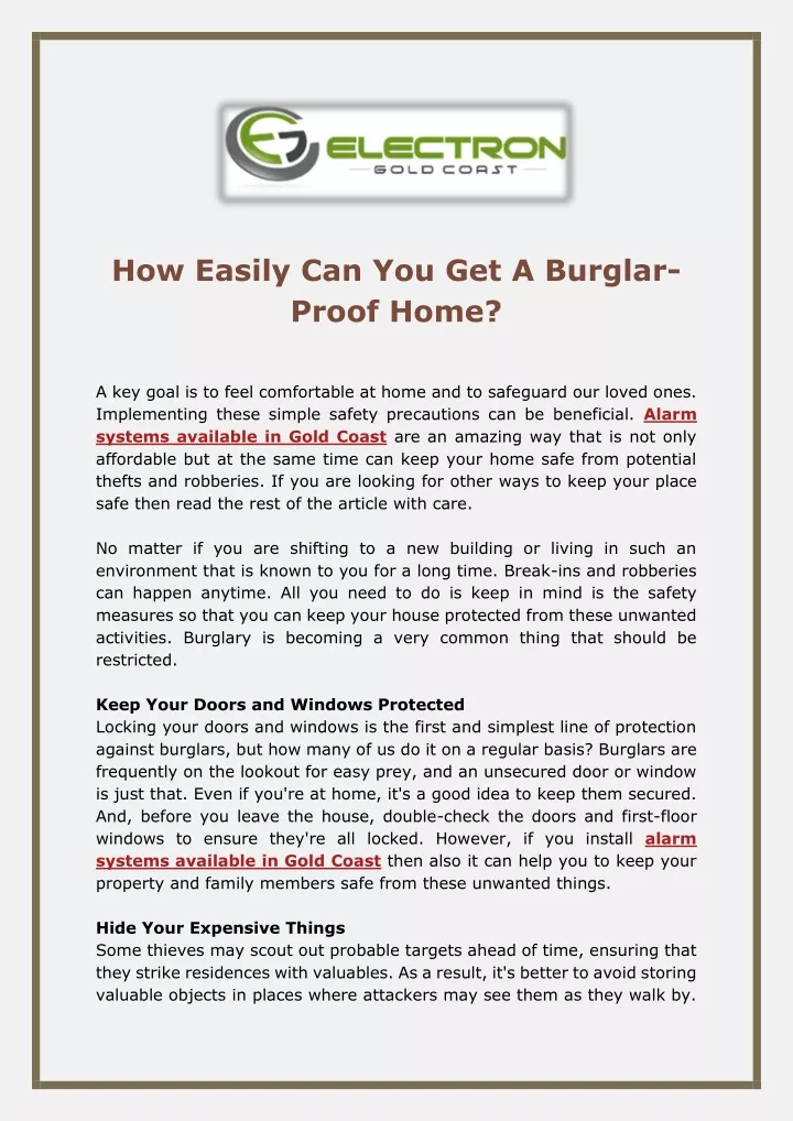 how easily can you get a burglar proof home