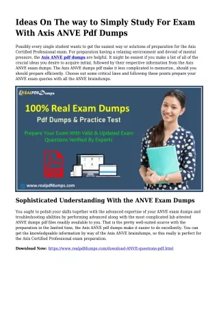 Polish Your Capabilities Using the Assist Of ANVE Pdf Dumps