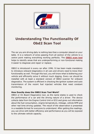 understanding the functionality of obd2 scan tool